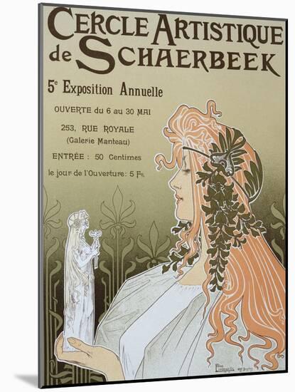 Poster Advertising Schaerbeek's Artistic Circle, Fifth Annual Exhibition, Galerie Manteau, 1897-Privat Livemont-Mounted Giclee Print