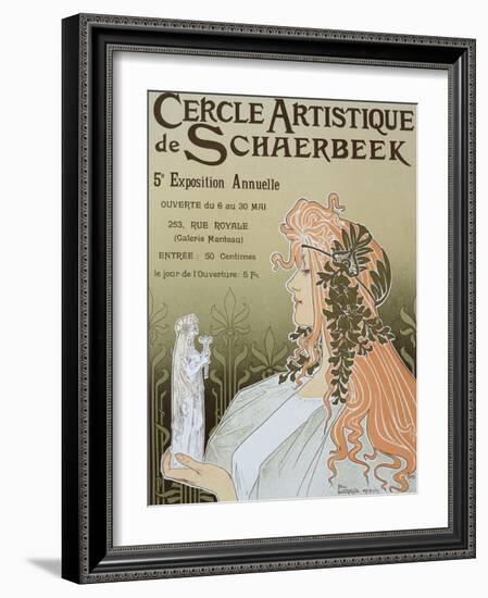 Poster Advertising Schaerbeek's Artistic Circle, Fifth Annual Exhibition, Galerie Manteau, 1897-Privat Livemont-Framed Giclee Print