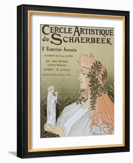 Poster Advertising Schaerbeek's Artistic Circle, Fifth Annual Exhibition, Galerie Manteau, 1897-Privat Livemont-Framed Giclee Print