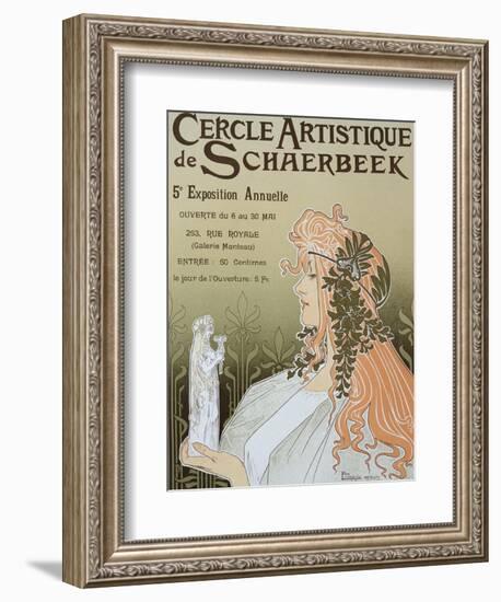 Poster Advertising Schaerbeek's Artistic Circle, Fifth Annual Exhibition, Galerie Manteau, 1897-Privat Livemont-Framed Giclee Print