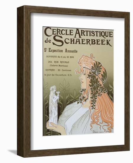 Poster Advertising Schaerbeek's Artistic Circle, Fifth Annual Exhibition, Galerie Manteau, 1897-Privat Livemont-Framed Giclee Print