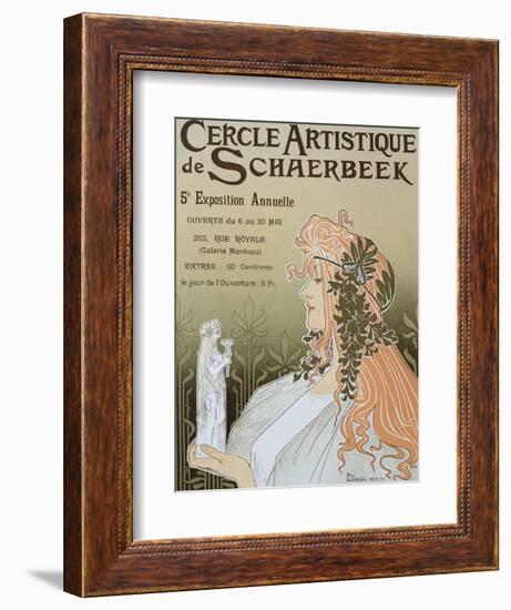 Poster Advertising Schaerbeek's Artistic Circle, Fifth Annual Exhibition, Galerie Manteau, 1897-Privat Livemont-Framed Giclee Print