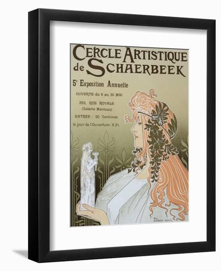 Poster Advertising Schaerbeek's Artistic Circle, Fifth Annual Exhibition, Galerie Manteau, 1897-Privat Livemont-Framed Giclee Print