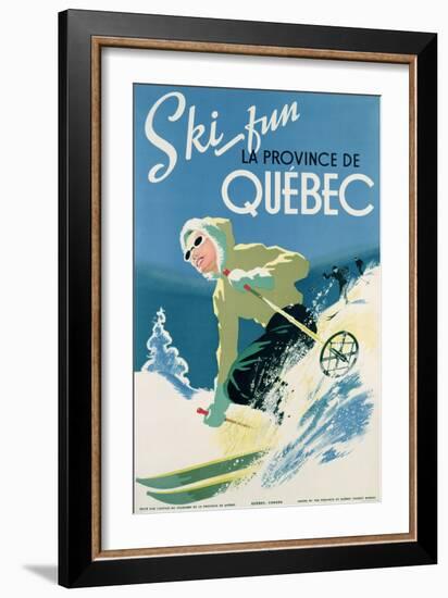 Poster Advertising Skiing Holidays in the Province of Quebec, c.1938-null-Framed Giclee Print