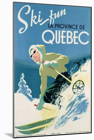 Poster Advertising Skiing Holidays in the Province of Quebec, c.1938-null-Mounted Giclee Print