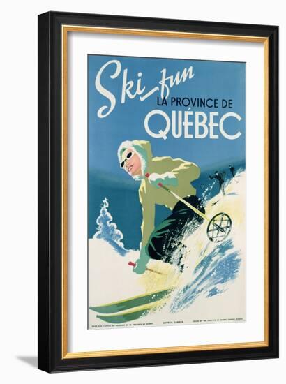 Poster Advertising Skiing Holidays in the Province of Quebec, c.1938-null-Framed Giclee Print