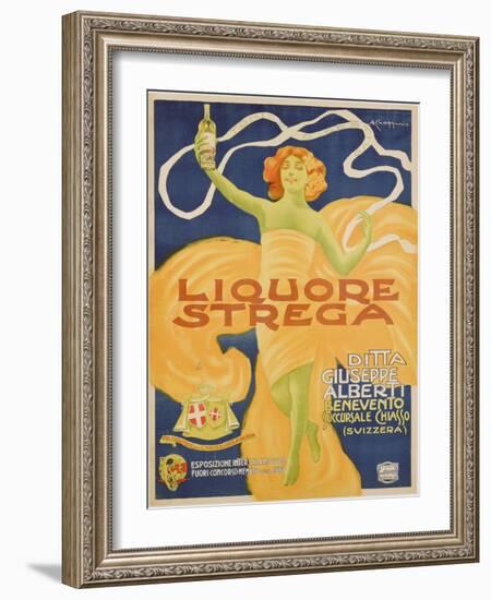 Poster Advertising 'strega' Liquer, 1906 (Colour Litho)-Alberto Chappuis-Framed Giclee Print