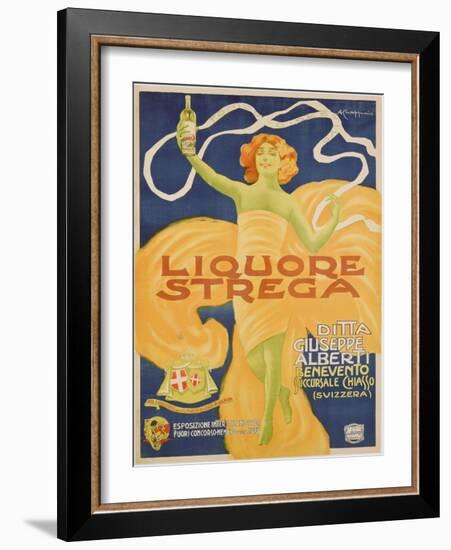 Poster Advertising 'strega' Liquer, 1906 (Colour Litho)-Alberto Chappuis-Framed Giclee Print