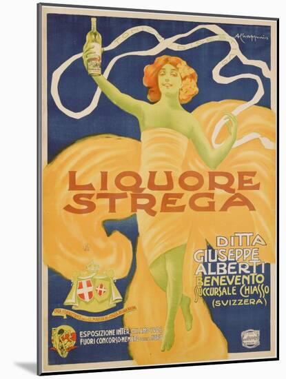 Poster Advertising 'strega' Liquer, 1906 (Colour Litho)-Alberto Chappuis-Mounted Giclee Print