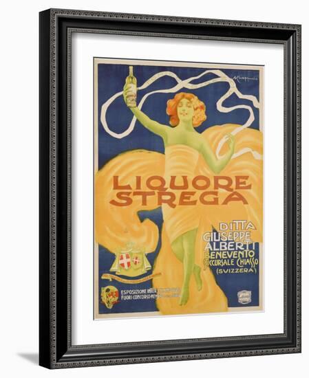 Poster Advertising 'strega' Liquer, 1906 (Colour Litho)-Alberto Chappuis-Framed Giclee Print