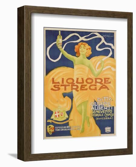 Poster Advertising 'strega' Liquer, 1906 (Colour Litho)-Alberto Chappuis-Framed Giclee Print