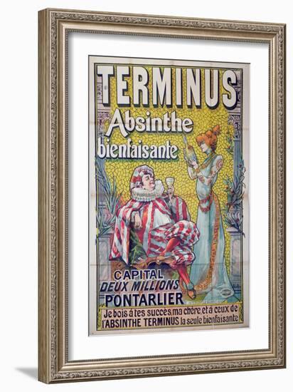 Poster advertising 'Terminus' absinthe, starring Sarah Bernhardt and Constant Coquelin-Francisco Tamagno-Framed Giclee Print