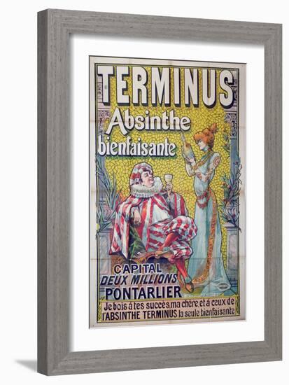 Poster advertising 'Terminus' absinthe, starring Sarah Bernhardt and Constant Coquelin-Francisco Tamagno-Framed Giclee Print