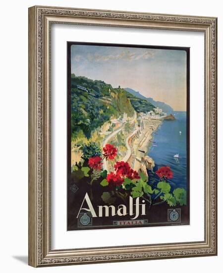 Poster Advertising the Amalfi Coast-Mario Borgoni-Framed Giclee Print