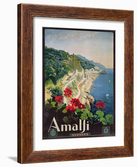 Poster Advertising the Amalfi Coast-Mario Borgoni-Framed Giclee Print