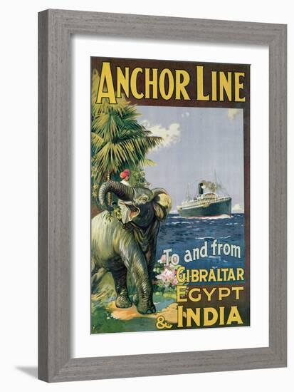 Poster Advertising the 'Anchor Line' to and from Gibraltar, Egypt and India-null-Framed Giclee Print