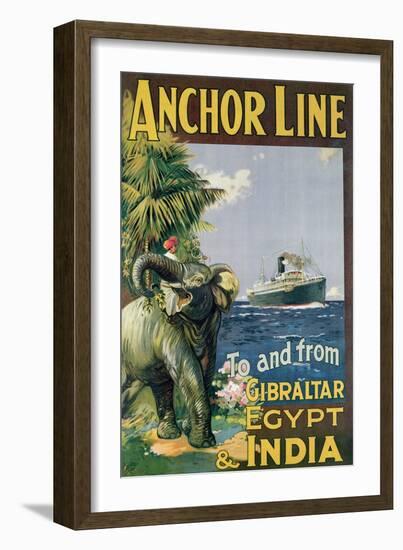 Poster Advertising the 'Anchor Line' to and from Gibraltar, Egypt and India-null-Framed Giclee Print