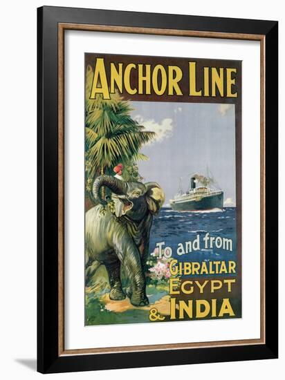 Poster Advertising the 'Anchor Line' to and from Gibraltar, Egypt and India-null-Framed Giclee Print