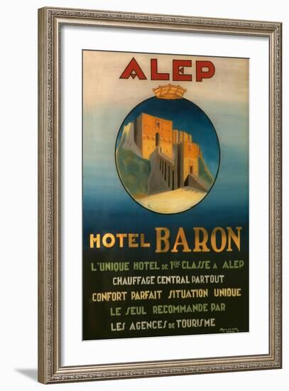 Poster Advertising the Baron Hotel in Aleppo, C.1920-null-Framed Giclee Print