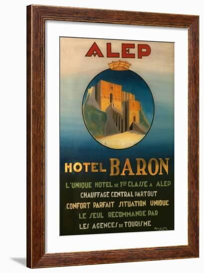 Poster Advertising the Baron Hotel in Aleppo, C.1920-null-Framed Giclee Print