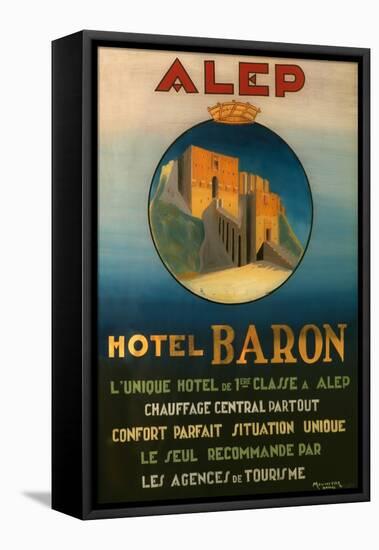 Poster Advertising the Baron Hotel in Aleppo, C.1920-null-Framed Premier Image Canvas