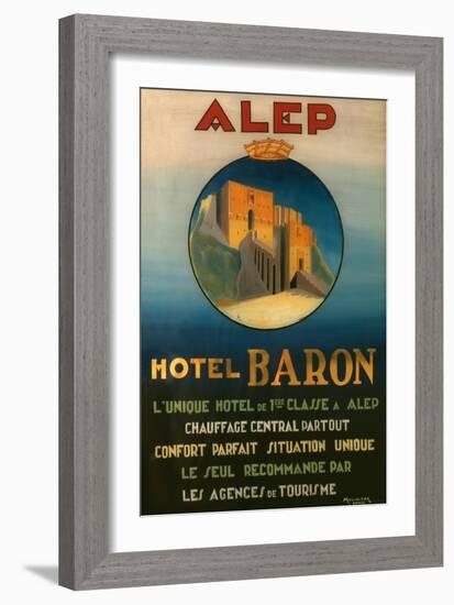 Poster Advertising the Baron Hotel in Aleppo, C.1920-null-Framed Giclee Print