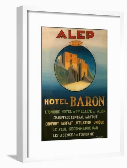 Poster Advertising the Baron Hotel in Aleppo, C.1920-null-Framed Giclee Print