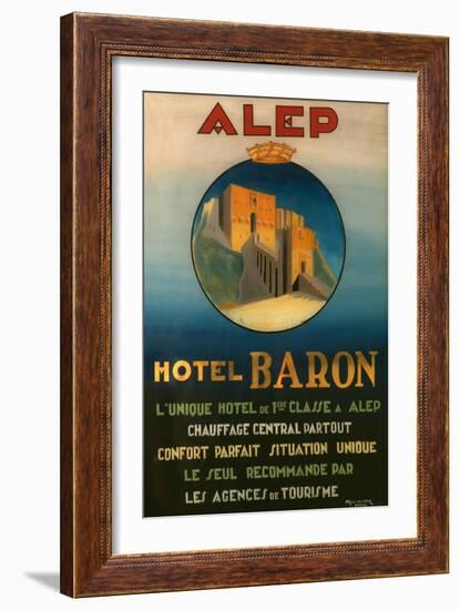 Poster Advertising the Baron Hotel in Aleppo, C.1920-null-Framed Giclee Print