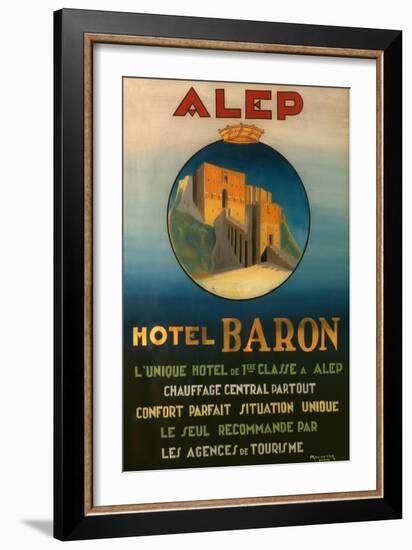 Poster Advertising the Baron Hotel in Aleppo, C.1920-null-Framed Giclee Print