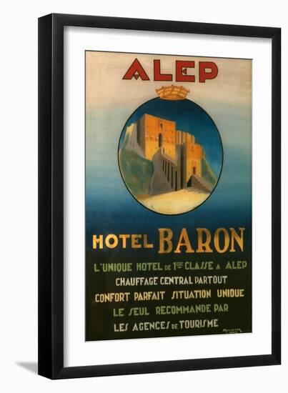 Poster Advertising the Baron Hotel in Aleppo, C.1920-null-Framed Giclee Print