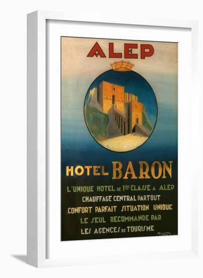 Poster Advertising the Baron Hotel in Aleppo, C.1920-null-Framed Giclee Print