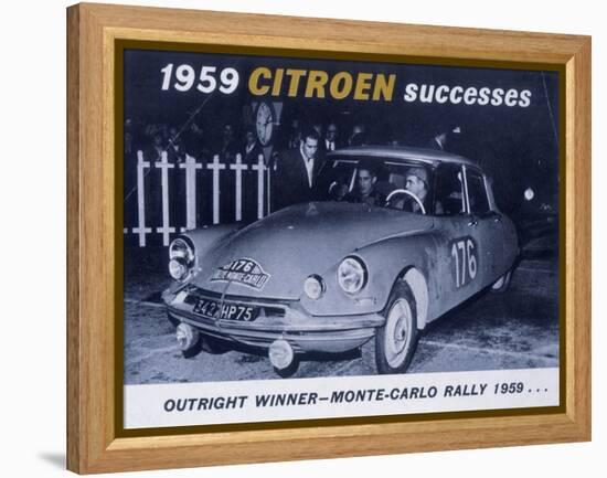 Poster Advertising the Citroën Monte Carlo Rally Winner, 1959-null-Framed Premier Image Canvas