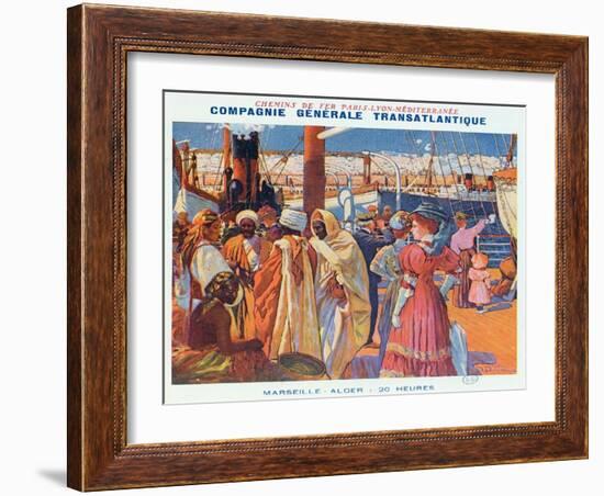 Poster Advertising the 'Compagnie Generale Transatlantique' Boat Service-David Dellepiane-Framed Giclee Print