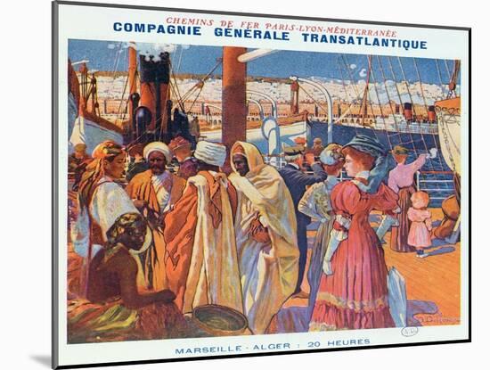 Poster Advertising the 'Compagnie Generale Transatlantique' Boat Service-David Dellepiane-Mounted Giclee Print