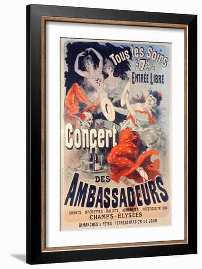 Poster Advertising the Concert Des Ambassadeurs, 1884-Jules Chéret-Framed Giclee Print