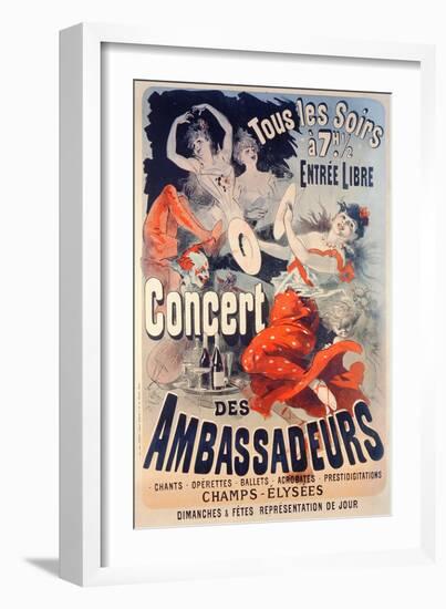 Poster Advertising the Concert Des Ambassadeurs, 1884-Jules Chéret-Framed Giclee Print