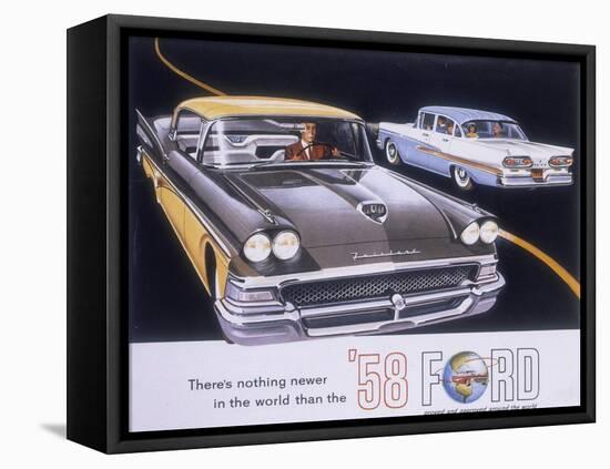 Poster Advertising the Ford Fairlane Car, 1958-null-Framed Premier Image Canvas