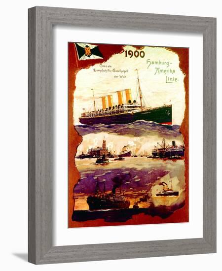 Poster Advertising the Hamburg America Line, 1900-null-Framed Giclee Print