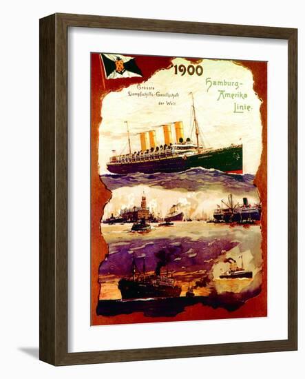 Poster Advertising the Hamburg America Line, 1900-null-Framed Giclee Print