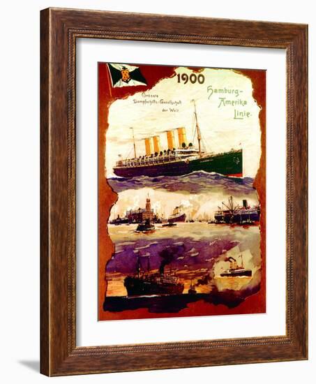 Poster Advertising the Hamburg America Line, 1900-null-Framed Giclee Print