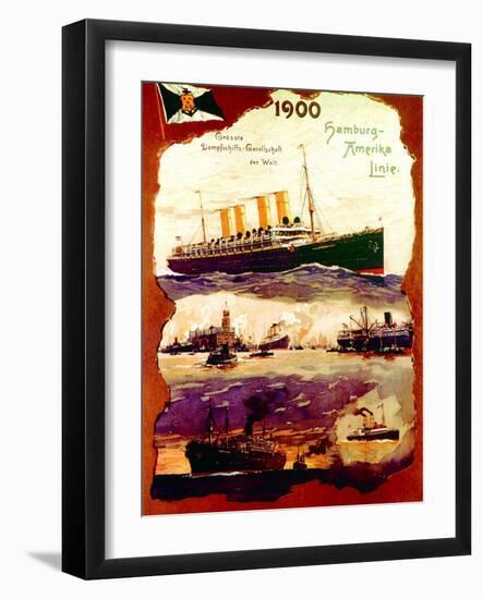 Poster Advertising the Hamburg America Line, 1900-null-Framed Giclee Print