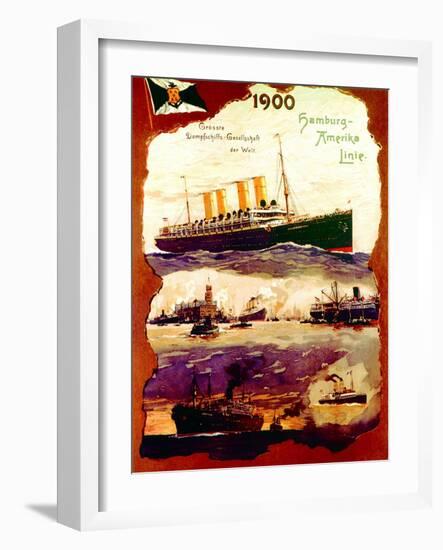 Poster Advertising the Hamburg America Line, 1900-null-Framed Giclee Print