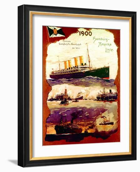 Poster Advertising the Hamburg America Line, 1900-null-Framed Giclee Print