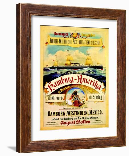 Poster Advertising the Hamburg American Line, 1883-German School-Framed Giclee Print