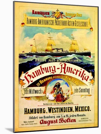 Poster Advertising the Hamburg American Line, 1883-German School-Mounted Giclee Print