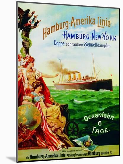 Poster Advertising the Hamburg American Line, 1897-German School-Mounted Giclee Print