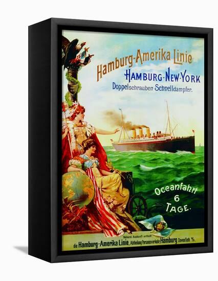 Poster Advertising the Hamburg American Line, 1897-German School-Framed Premier Image Canvas