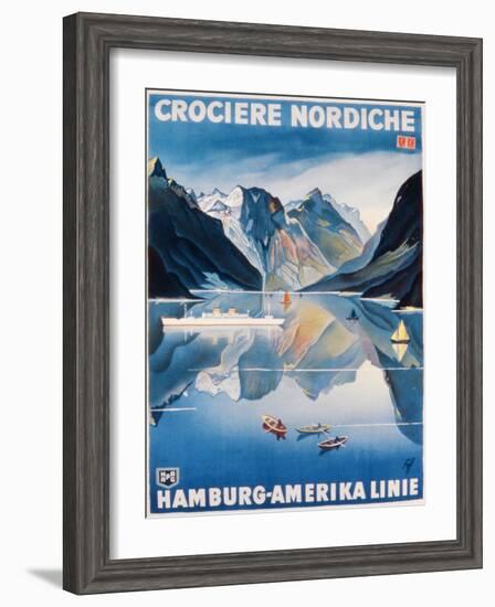 Poster Advertising the 'Hamburg-Amerika Linie'-German School-Framed Premium Giclee Print