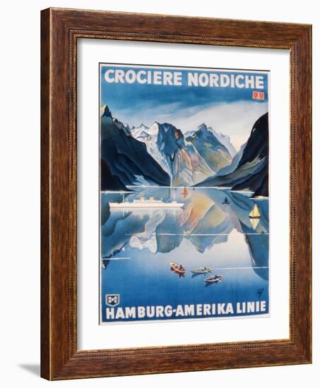 Poster Advertising the 'Hamburg-Amerika Linie'-German School-Framed Premium Giclee Print