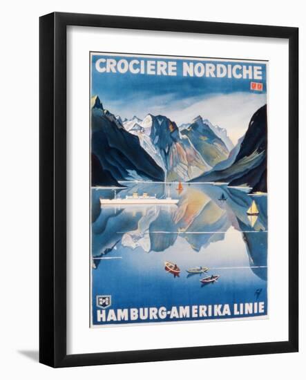 Poster Advertising the 'Hamburg-Amerika Linie'-German School-Framed Premium Giclee Print